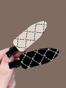 6pcs/4pcs/2pcs Set Elegant Rhinestone Rhombus Seamless Hair Clips, Stylish Hair Accessories, Suitable For Women & Girls Daily Use, Banquet, Party, Holiday Gift, All Seasons, Claw Clips, Hair Slide, Hair Barrettes