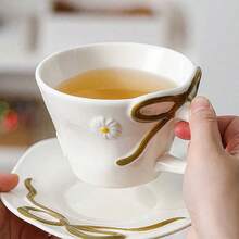 Ceramic Cup Coffee Cup Water Cup Mug Tea Cup Cup Dust-Proof Creative Cute Retro Vintage Feel Blooming Flowers - Cups and Saucers, Hand-pinched Ribbons - View 7