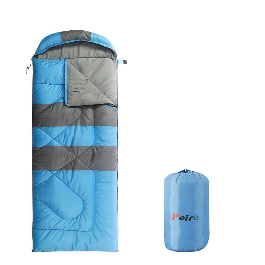 Sleeping Bags, Camping Sleeping Bag For Adults, 3 Season Warm & Cool Weather, Lightweight Waterproof Sleeping Bags For Indoor Outdoor Camping Traveling BackpacFKing, Pink/Blue/Black,3.97lb/Blue - 3.97磅/藍色 - 查看 1
