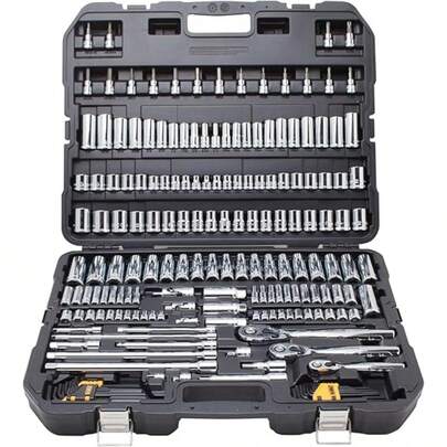 46-Piece Socket Wrench Set, 1/4-Inch Drive With Ratchet And Extension Bar, Metric Size, No Assembly Required, Hand Tool Kit For Car, Bicycle, And Motorcycle Repair.