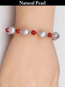 1 pieza Pulsera de perlas de moda, pulsera de perlas barrocas naturales grises, elegante, única, personalizada, adecuada para uso diario, eventos, festivales, fiestas, bodas, con caja de regalo - Tipo D - Ver 13