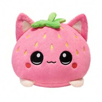pangcangshu Almohada de peluche con forma de gato fresa linda para entusiastas de los gatos, decoración divertida del hogar, regalo de cumpleaños o Navidad para amigos