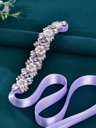 1 pieza Cinturón de cintura nupcial, decoración de flores con strass y perlas falsas, accesorio corporal para mujer, adecuado para fiesta, vestido de ocasión especial, cinturón de cintura para dama de honor, accesorio del Día de San Valentín