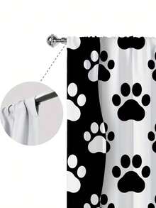 2pcs Art Deco Style Dog Paw Print Pattern Doorway Curtains,Without Holes Curtain,Refer To Bedroom Office Kitchen Living Room Study Home Decor - Multicolor - View 7