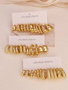 1-18 Paar goldene ABS-Harz Tropfen geometrische breite C kleine Creolen Damen Ohrring Set, modischer Schmuck Accessoire, modern, stylisch, leicht, hautfreundlich, langanhaltend für täglichen Gebrauch, Arbeit, Urlaub, Outfits, Jahrestag, Weihnachten, Geburtstag Geschenke für Frauen, Mädchen, Mutter, Ehefrau, Freundin - Gold - Übersicht 7