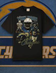 LaDainian Tomlinson Bootleg Tee _ Vintage 90s Style Chargers Shirt _ Retro Football Graphic Unisex - 黑色 - 查看 1