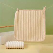 Modern Striped Non-Woven Fingertip Towels 2 Packs - Cartoon Theme, Lightweight Fabric Hand Towels With Hang Loop, Quick-Dry For Bathroom & Kitchen - Light Grey - View 3