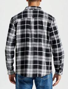 Men's Long Sleeve Plaid Flannel Shirts Cotton Plaid Button Down Shirts For Men Soft Regular Fit Mens Casual Shirts - Đen Trắng - Xem 3