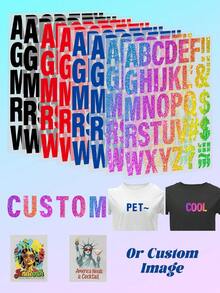 1/2/5 Hojas de letras de hierro para ropa, parches de letras de transferencia de calor de 8.9*11.4 pulgadas, letras de vinilo de colores con hierro A-Z para mochilas, jerseys, camisetas de tela, impresión DIY, transferencias de calor personalizadas, personaliza tu foto/texto/imagen, transferencias de calor para camisetas