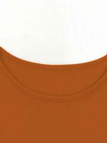 Dwuczęściowy komplet damski w dużym rozmiarze, elegancki strój: jednolity kolor, minimalistyczny długi kardigan + dopasowana sukienka midi bez rękawów, odpowiedni do dojazdów do pracy i noszenia na co dzień, wiosna/jesień/zima - Pomarańczowy 30 - Zobacz 6