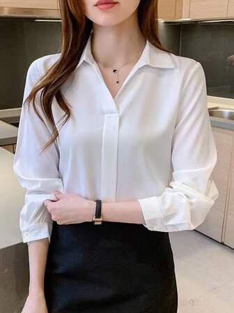 Mångsidig pendlarskjorta, lyxig minimalistisk topp, bantande underkläder för kostym