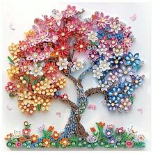 5D DIY 钻石画套装 - 彩色花树设计，成人特殊形状水晶钻艺术品，手工刺绣马赛克工艺品，可用于家居墙面装饰，闪亮的 DIY 艺术礼物创意 - 彩色 - 查看 8