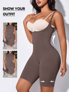 Women's Seamless Jumpsuit With Chest Exposure, Abdomen Control And Buttock Lift, Breathable, Suitable For Underwear Wear - Brown - View 4