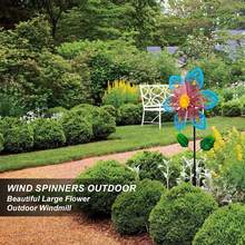 Metal Wind Spinners For Garden Decor - Outdoor Windmill Sculptures, Durable Yard Art ​Wind Spinners Metal Wind Spinner For Patio Lawn Ornament, Vibrant Red & Blue Garden Spinners Outdoor