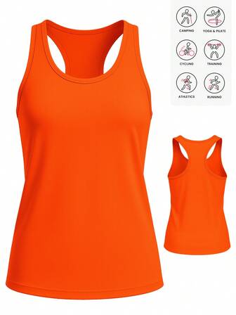 Women's Casual Tank Top, Sleeveless Solid Color Shirt, Suitable For Gym, Outdoor Sports, Spring/Summer