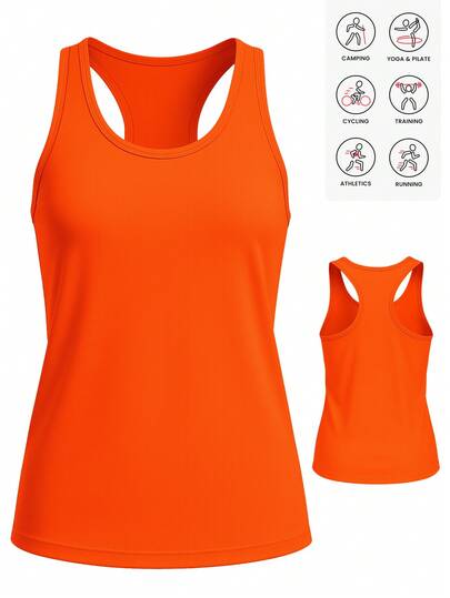 女式休闲背心，无袖纯色衬衫，适合健身房、户外运动、春夏季