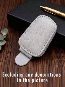 Multi Function Car Sunglasses Clip, Sunglasses Holders For Car, Magnetic PU Leather Fashion Glasses Holder For Car Visor,Sunglass Holder Organizer Visor Clip, Stylish Round Frame Organizer ,Car Interior Accessories, Magnetic Glasses Clip, Ticket Clip For Car