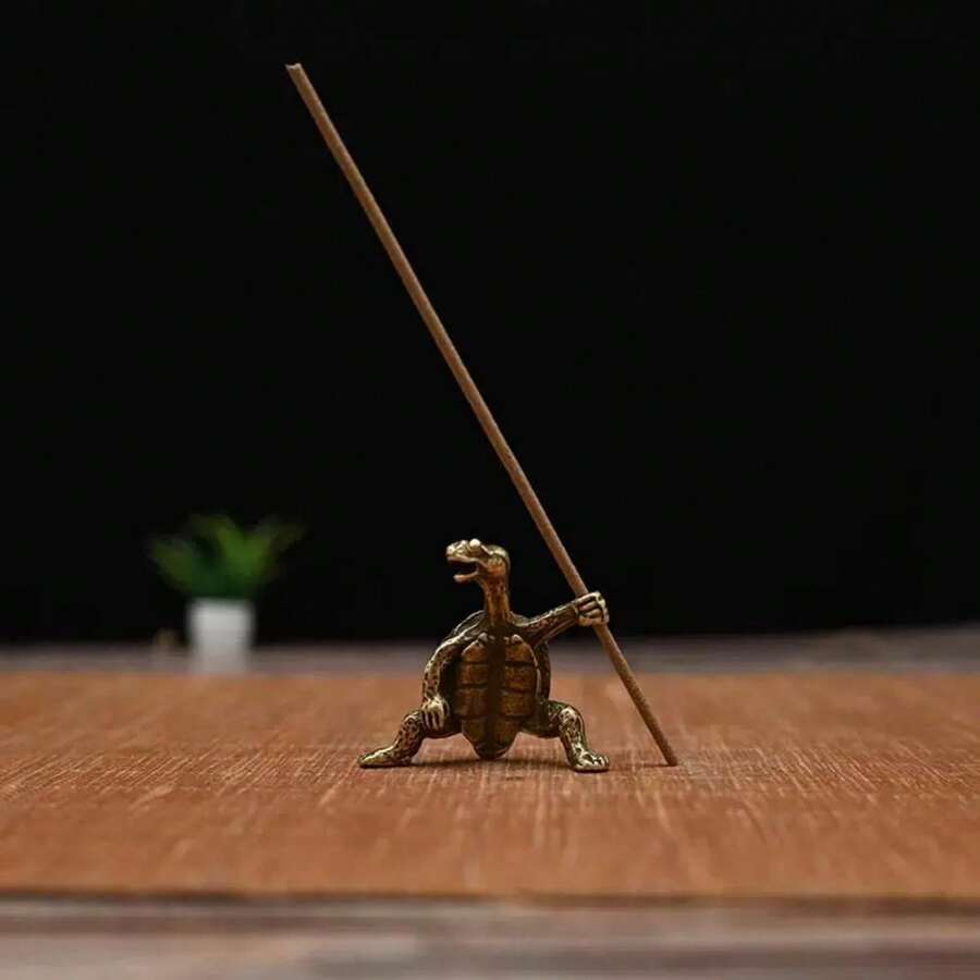 1pc Turtle Shaped Incense Stick Holder, Creative Copper Alloy Incense Stick Stand For Home Gifts Birthday Graduation - Multicolor - View 1