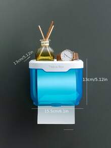 Soporte para pañuelos a prueba de agua montado en la pared con cajón, adecuado para el baño, dispensador de papel higiénico autoadhesivo, caja de pañuelos multifunción con estante de almacenamiento superior, para el hogar y el baño, accesorio comercial, accesorio de limpieza del hogar - Multicolor - Ver 6