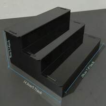 三层亚克力阶梯式展示架，高透明度透明材质，无需组装，结构稳固，适用于香水瓶、化妆品、口红、指甲油、化妆品收纳盒、收藏品展示，现代简约梳妆台装饰，办公桌收纳架，展示架，多层展示柜，透明收纳盒，防尘收纳架，桌面展示架，亚克力化妆品展示架，香水收纳架 - 黑色 - 查看 3