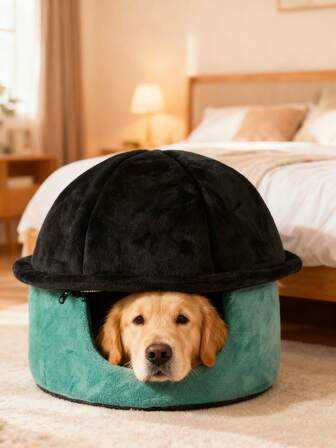  1个HUITAIYANG宠物床，适用于猫咪，可拆卸可水洗猫窝，可爱卡通猫隧道，舒适猫洞屋，让您的爱猫温暖舒适，圣诞礼物，带保暖垫的户外流浪猫狗庇护窝，适合秋冬季节