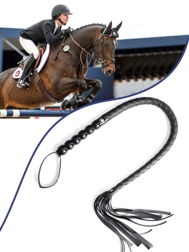 95cm ソフトPUレザーハンドル 本格的な馬用鞭、乗馬用クロップ、蛇の鞭