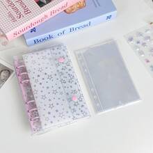 A6, Transparent Colored Star-Shaped Spiral Notebook Set, Simple 6-Hole Active Page Notebook Cover, Sticker Book Sticker Book, Binder, Sticker Book Sticker Book, Sticker Book Binder Sticker Book Binder School Supplies, Essential For Starting School - Multicolor - View 17