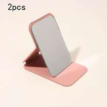 1PC Portable Makeup Mirror, Made Of Polyurethane Leather, Foldable Travel Mirror, Suitable As Gift, Travel Essential, Cosmetics, Easy To Store Birthday Gifts Graduation Home Decor Back To School Room Decor School Supplies | Mirror, Travel Essentials, Mini Mirror, Makeup Bag Essential, Compact Mirror, Small Mirror, Vanity With Mirro(Pink) - Pink - View 9