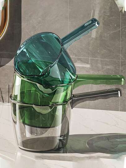 1 st badrumsvattensked, hushållsbruk hög temperaturbeständig transparent vattensked, långskaftad vattensked, hembehövligt