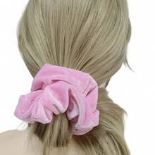 4个装女士天鹅绒发圈，高弹力，柔软厚实，大号，黑色，发绳，休闲，洗脸，发饰，马尾辫发圈 - 黑色 - 查看 5