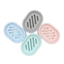 Paquete de 2 jaboneras para ducha, fregadero, tina, soporte ovalado de plástico blanco con desagüe, fácil de limpiar, duradero - Verde - Ver 8