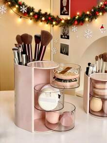 Caja de almacenamiento giratoria multicapa, organizador de pinzas para el cabello, corbatas, scrunchies, estuche de exhibición de accesorios para el cabello de niños, caja de almacenamiento a prueba de polvo, compartimentos multifuncionales para peines, gafas, brochas de maquillaje, caja organizadora de accesorios para el cabello de material PET simple y práctico, caja de regalo para el Día del Niño y cumpleaños, organizador de esponjas de maquillaje