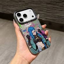 a la UE (DE y ES) Funda protectora para iPhone 17 S22-S26 Diseño de graffiti retorcido loco Funda de teléfono Jinx compatible con iPhone 17 16e 16 15 14 13 12 11 Mini Pro Max Air X XR XSMAX 8 7 Plus Antichoque Mate Trasera, Accesorios móviles, Diseño impreso UV, Textura suave, Seguidor - Negro - Ver 4