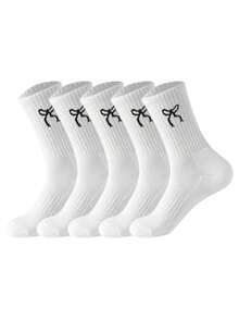 Bow Pattern Socks For Women White Black Running Hiking Dress Female Male School Work Hiking Funny On Dress Sock Winter Sock Four Season Valentine's Day - Multicolor - View 12