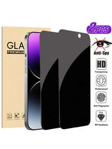2pcs 6.9-Inch Screen Protector For IPhone 17, 16 Pro Max, 16 Pro, 16e, 16, 16 Plus, 15 Pro Max, 15, 15 Pro, 15 Plus, 14 Pro Max, 14, 14 Plus, 14 Pro, 13 Pro Max, 13, 13 Pro, 12 Pro Max, 12, 12 Pro, 11, 11 Pro Max, 11 Pro, XS, XS Max, Privacy Protection, Ultra-Clear Tempered Glass, 9H Hardness, Magnetic Installation, Eye-Care Anti-Glare, Compatible With Phone Cases