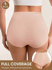 MIOTAN 4pcs/Pack Seamless High Waist Butt Lifting Women's Underwear, Highly Elastic & Breathable