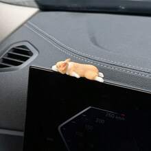 1pc Cute Sleeping Corgi Ornament – Car Dashboard Decor & Desktop Organizer, No Power Needed, Adhesive Pad, Excellent Gift For Dog Lovers (Christmas/Valentine's Day/Birthday) – Home/Office/Car