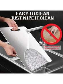 Stainless Steel Cutting Board, Double-Sided Stainless Steel Cutting Board, Suitable For Cutting Meat, Vegetables And Fruits In The Kitchen, Easy To Clean 100% Pure Titanium Cutting Board, Suitable For Kitchen Use Titanium Cutting Board, Suitable For Cutting Meat, Fruits And Vegetables Stainless Steel Cutting Board, Suitable For Kitchen Use - Multicolor - View 4