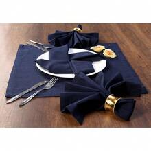 12-Pack 1OO% Cotton Dinner Napkins 18 By 18-Inch Soft Absorbent Comfortable - Ideal For Events And Regular Use - Navy,18x18EveryDayNapkin,Navy - Navy - 查看 5