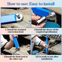 1 Set Multifunctional Extendable Wrench Kit, Dual-Use Wrench And Quick Socket, Wrench Conversion, 2-In-1 Multifunctional Extendable Wrench With Auxiliary Rod, Narrow Extension, Quick Release Socket, Universal Auto Maintenance Tool, Durable Structure, Auto Mechanic Tool, Impact Extension, Box Wrench, Extendable Wrench, Extra Long Wrench