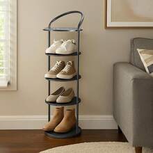 5-Tier Metal Shoe Rack, Vertical Shoe Shelf Space-Saving Floor Shoe Storage Shelf For Entryway And Bedroom - Black - View 3