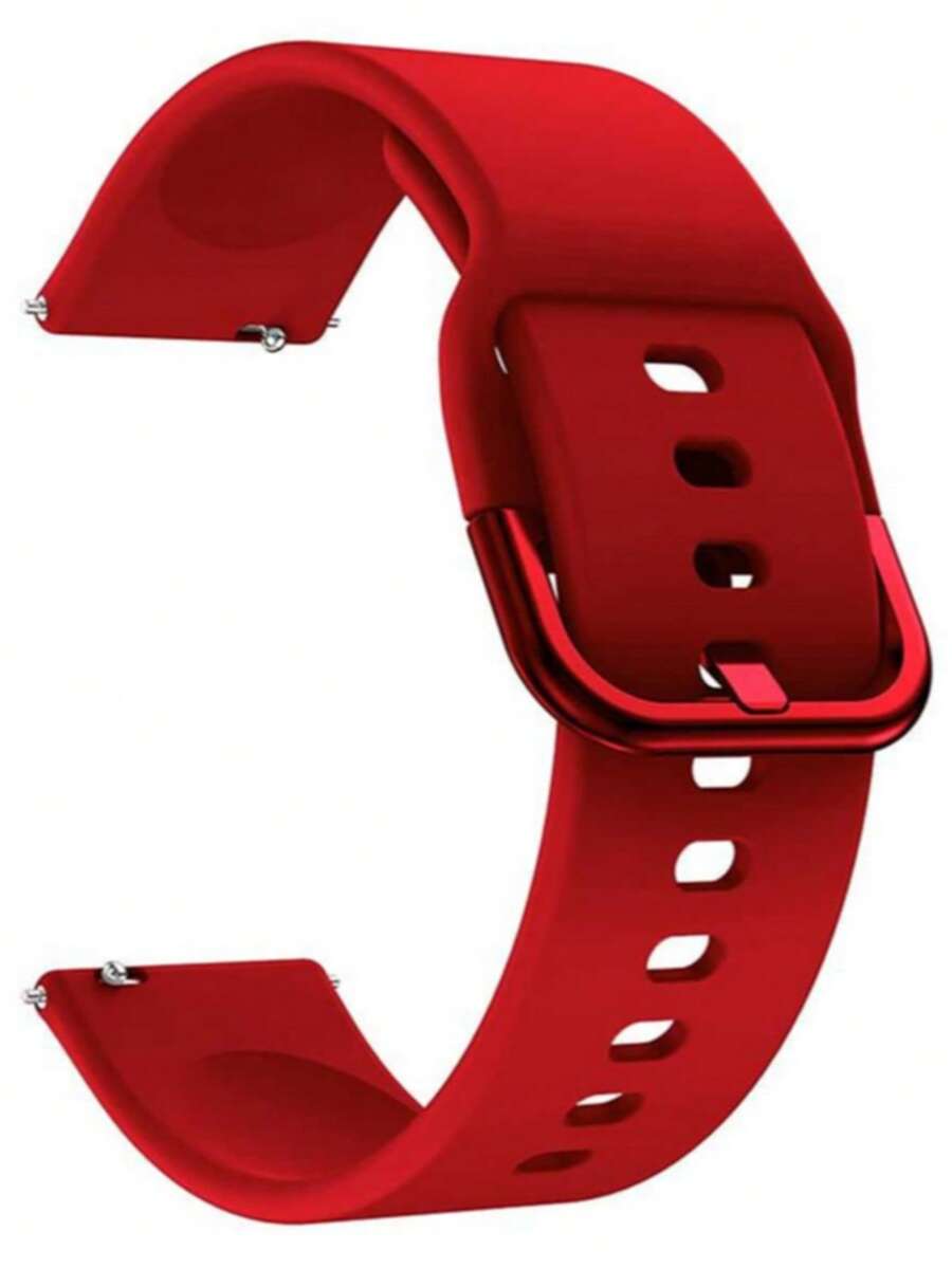 1pc 20mm/22mm Soft Silicone Smartwatch Band, Adjustable Quick Release Wristband Compatible With Samsung Galaxy Watch Active 2 40mm/44mm, Active 42mm/3/4/5/6, Gear S2/S3 Frontier/Classic, Watch GT 2/3/Pro 42mm/46mm, Honor Amazfit GTS 2 BIP - Red - View 1