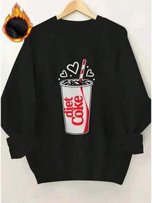 HoodieWomen's Casual Thick Pullover - Machine Washable Crew Neck All-Season Comfortable Top, Diet Pattern Print Design, Easy Versatile Sweatshirt - Plus Size Loose-Fitting Crew Neck Sweatshirts - Unisex Fall & Winter Clothing For Daily Wear & Casual GatheringsLoose And Comfortablewinter Clothes For Women - 灰色 - 查看 7