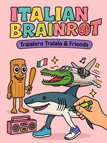 1本21x21厘米“Tralalero Tralala & Friends”趣味成人涂色书，采用厚实不透明纸张，线条清晰 | 意大利风格人物和荒诞滑稽的场景，有助于缓解压力，是喜剧爱好者的理想礼物，也适合作为文具和学习用品；尤其适合作为送给女孩的礼物，例如婚礼季和母亲节礼物。 - Tralalero Tralala&Friends - 查看 2