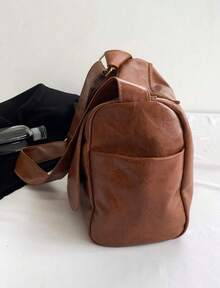 Women's Bag Retro Large-Capacity Bag Women's Autumn/Winter 2024 New Fashion Western-Style Messenger Bag With Simple Texture And Shoulder Tote Bag., Retro Inspired Bag For Women, Perfect For Rodeo Occasion, New Arrival Tote Bags For Woman - 棕色 - 查看 2