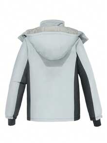 CAMEL CROWN 男式山地雪防水滑雪夹克可拆卸风帽防风羊毛派克大衣防雨夹克冬季外套