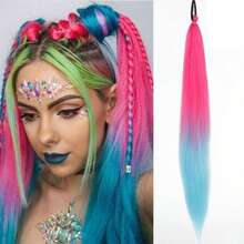 假发弹力马尾辫，跨境热销橡皮筋马尾辫假发，彩色弹力绳编织假发马尾辫 - 彩色 - 查看 7
