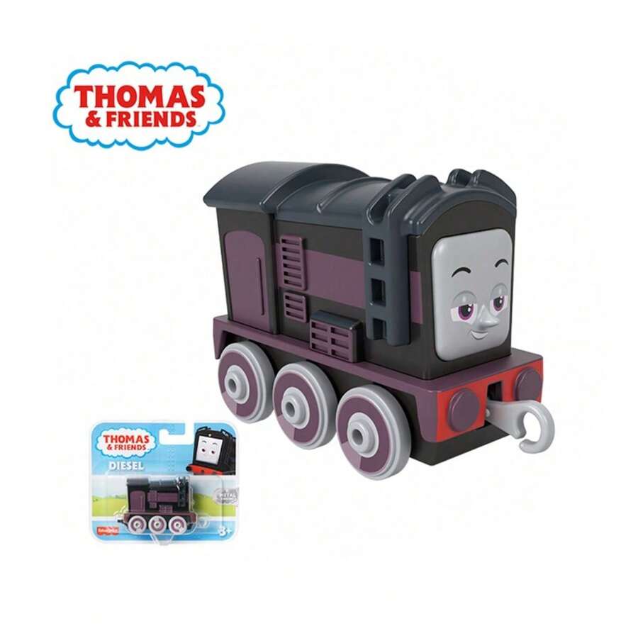 Mattel 美泰费雪托马斯和朋友小型合金推拉玩具火车套装，包含托马斯/珀西/鸭子/妮娅/罗西/刹车车、布鲁诺/威夫/萨尔蒂/柴油机/哈罗德/捣蛋货车/温斯顿等角色，适合3岁及以上学龄前儿童进行角色扮演游戏。 - Diesel(Purple) - 查看 1