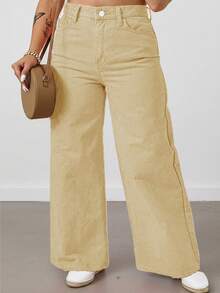 大码女式街头风阔腿裤，适合日常通勤和返校穿着，春夏款 - 駝色 - 查看 1