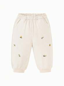 mini bala Girls Fleece Lined Pants Winter 2025, Cozy Warm Soft Cute Style - Light Khaki - View 4